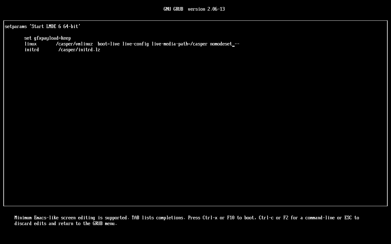 Add the nomodeset parameter