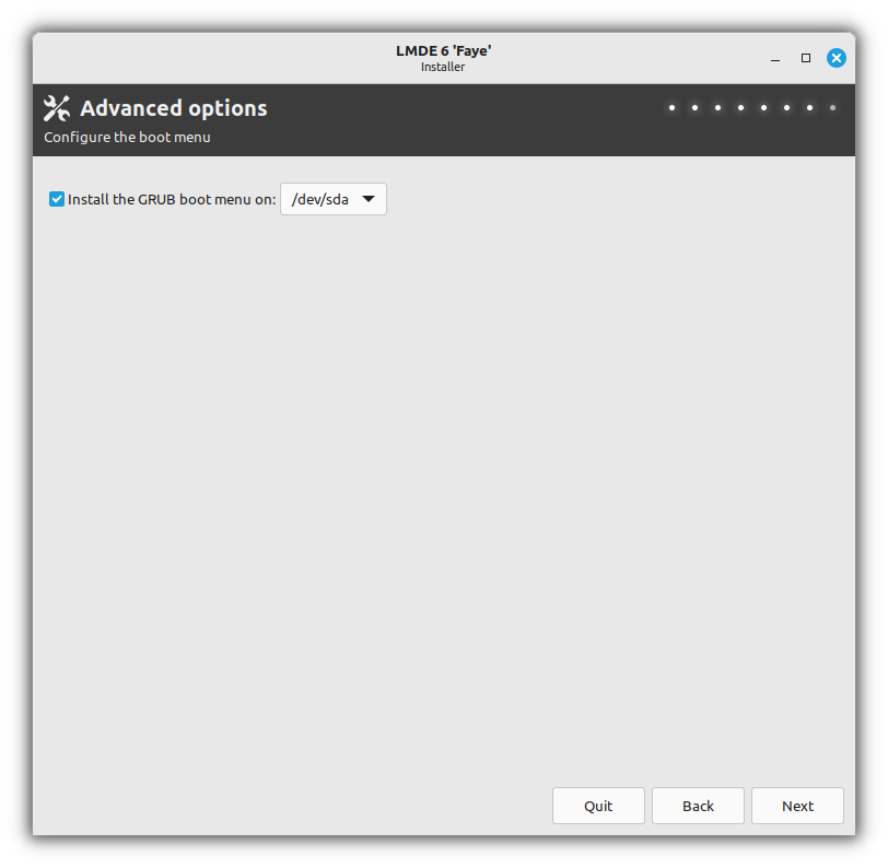 LMDE Configure the boot menu