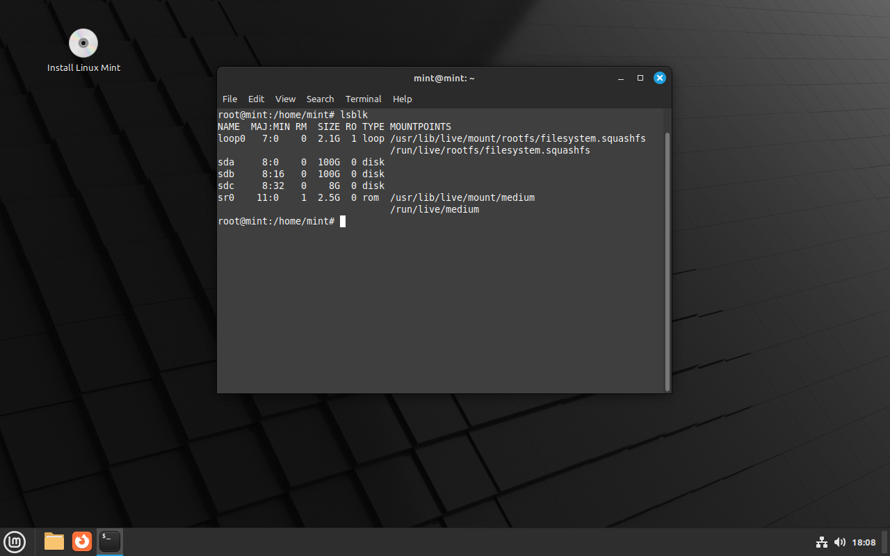 LMDE 6 List information about block devices