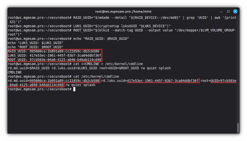 Check kernel command line parameters