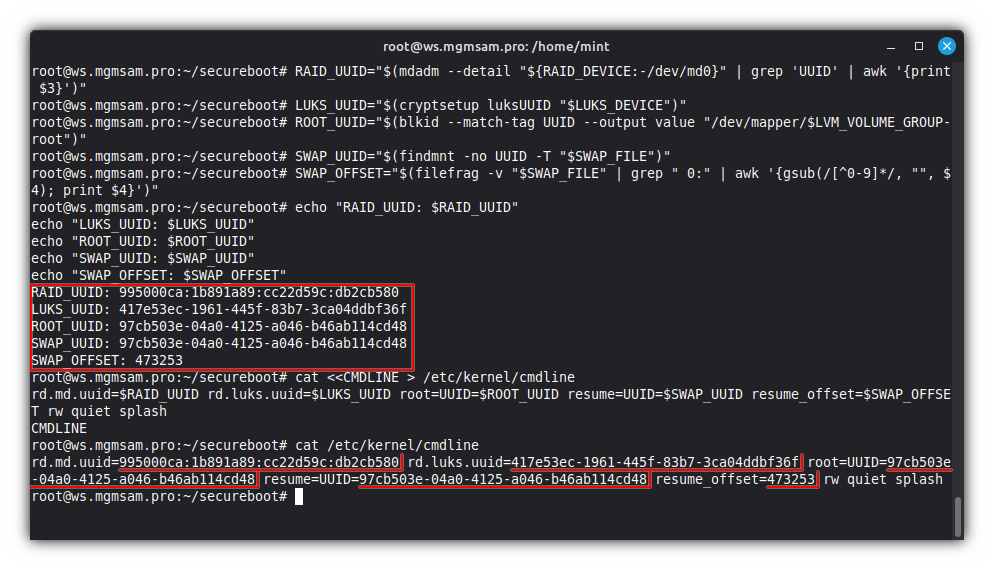 Check kernel command line parameters