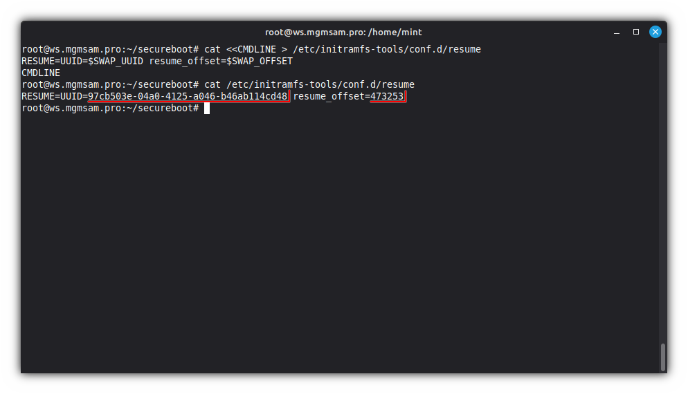 Check the hibernation configuration parameters