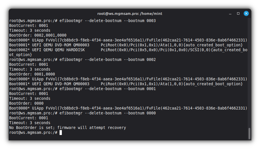 Clearing the UEFI bootloader menu