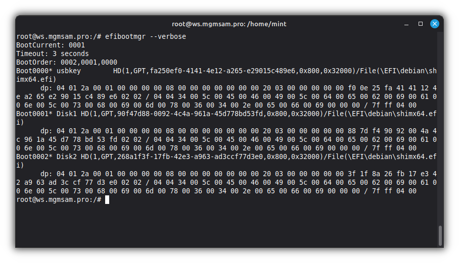 New menu of the UEFI bootloader