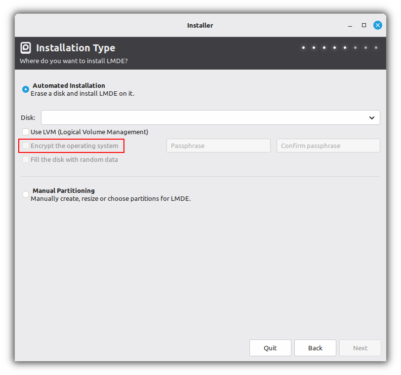Installer encrypt lvm