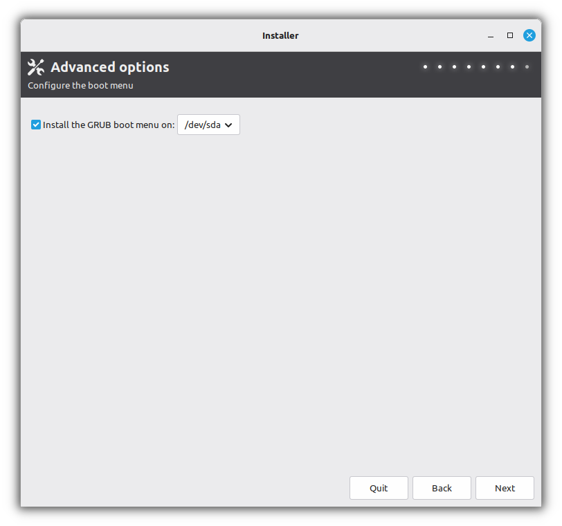 Installer configure the boot menu