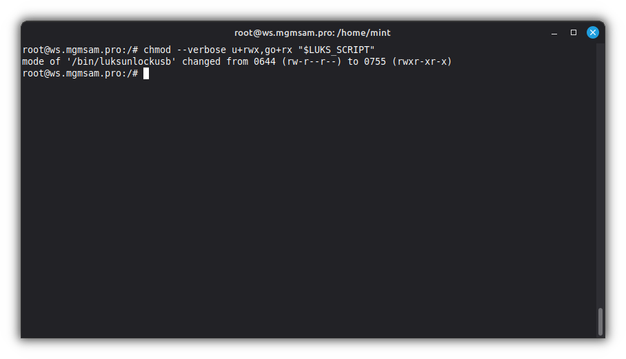 LUKS script USB chmod