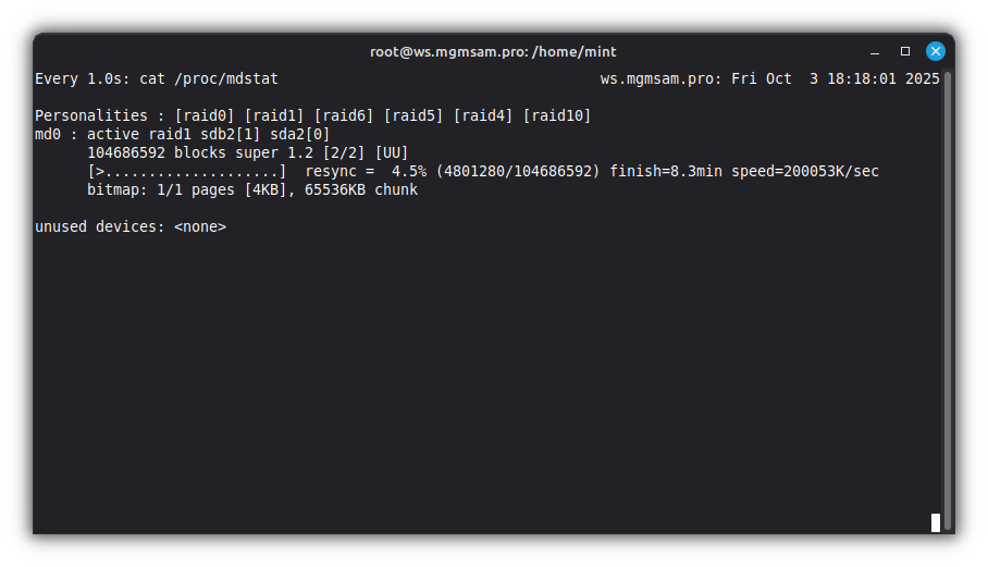 MDADM Checking mdstat