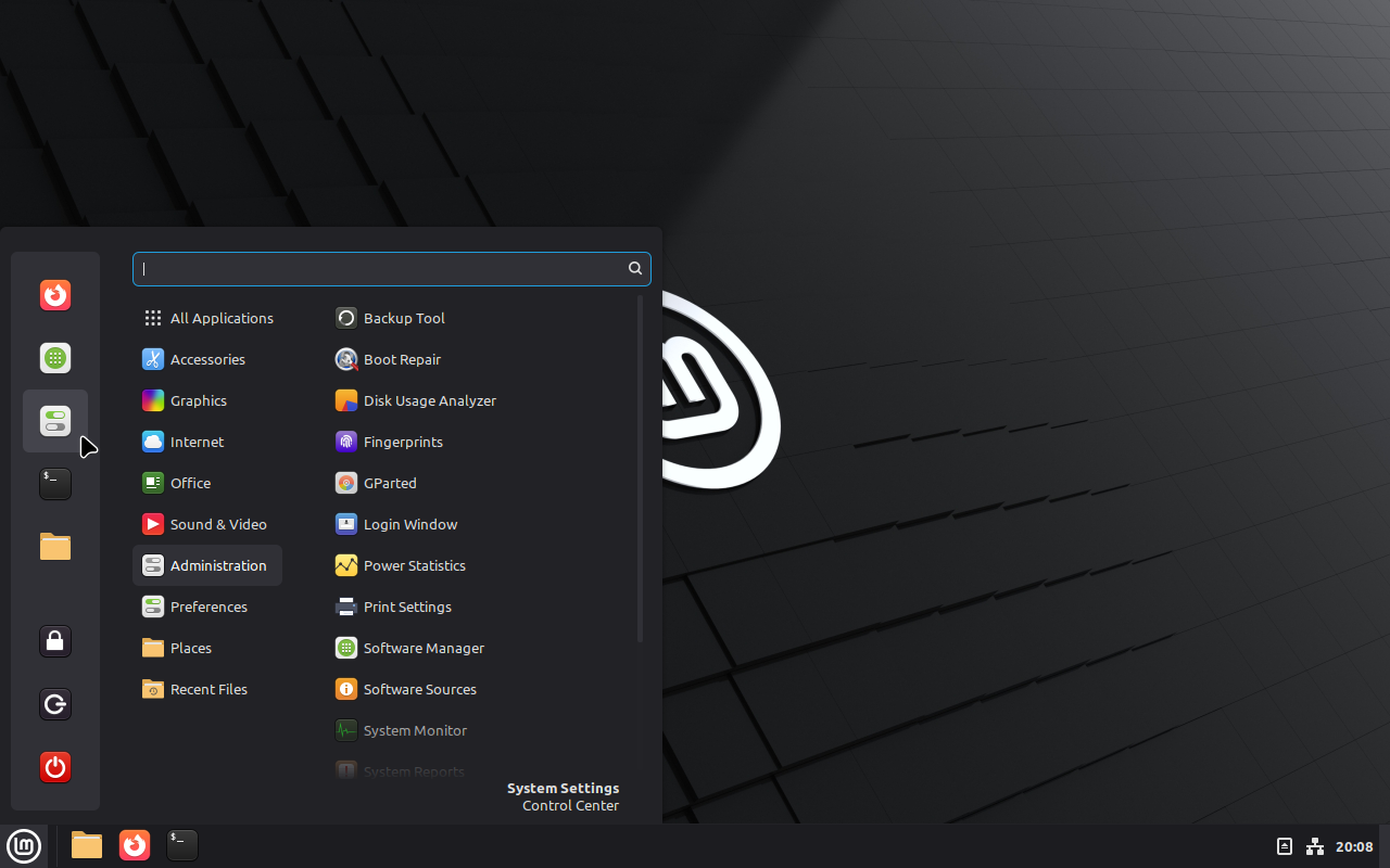 Go to system settings
