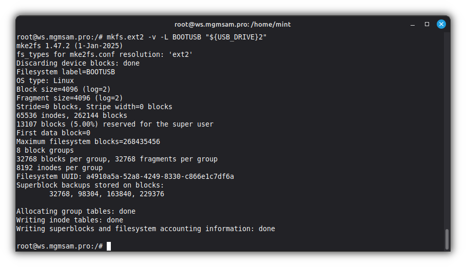 mkfs BOOTUSB