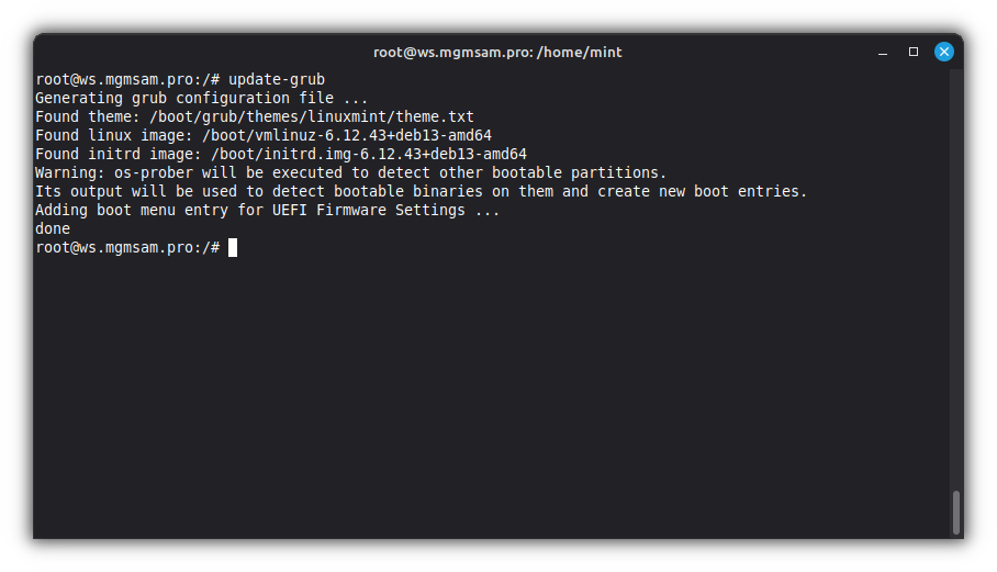 update-grub on /dev/sda